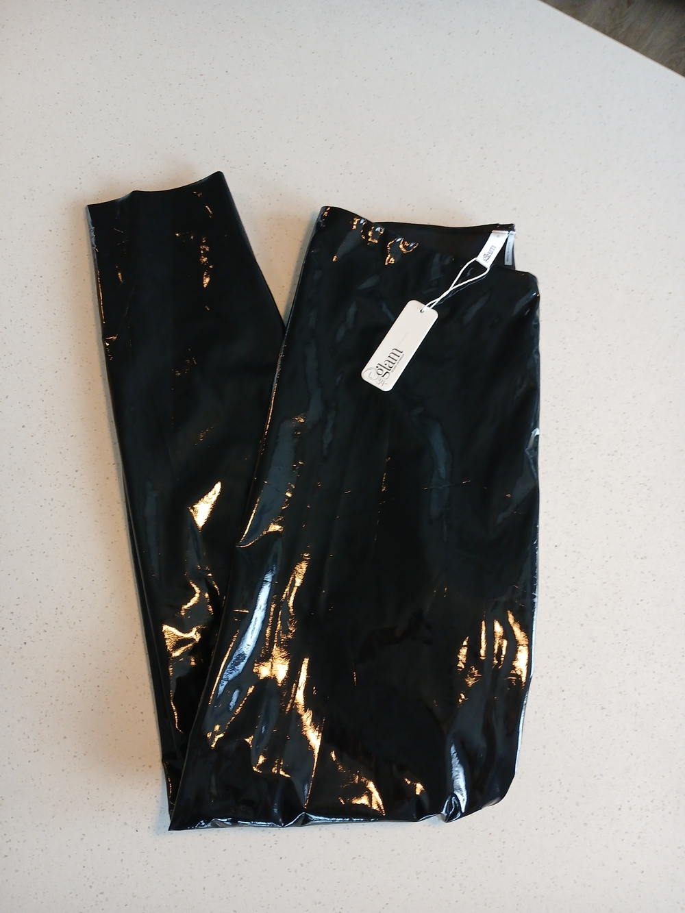 Glam Shiny Black Vinyl Like Pants